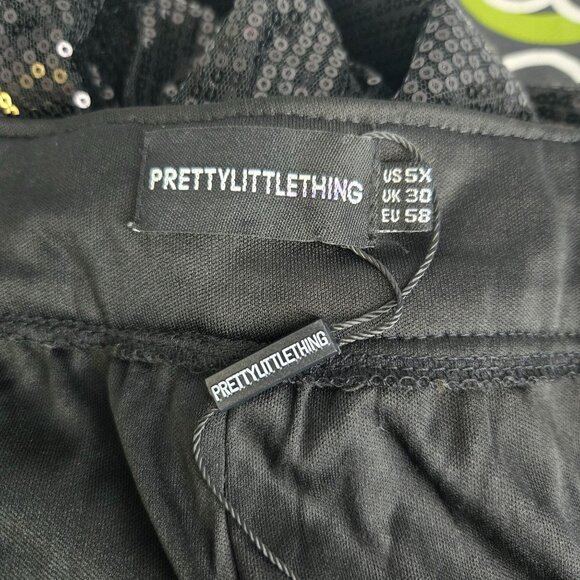 Pretty little things size US 5x black lined sequin sparkle wide leg pants - Picture 5 of 9